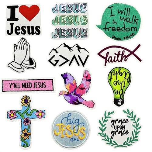 Religiöse christliche Bügelbilder, inspirierender Bibelvers, bestickte Applikationen, Glaube, Jesus, Bibel, dekorative Aufnäher zum Aufnähen, für Kleidung, Tasche, Hut, Jacke, Aufkleber, Basteln (Stil Religiöse christliche Bügelbilder, inspirierender Bibelvers, bestickte Applikationen, Glaube, Jesus, Bibel, dekorative Aufnäher zum Aufnähen, für Kleidung, Tasche, Hut, Jacke, Aufkleber, Basteln (Stil von JINMOMOMO