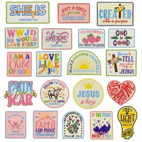 Religiöse christliche Bügelbilder, inspirierender Bibelvers, bestickte Applikationen, Glaube, Jesus, Bibel, dekorative Aufnäher zum Aufnähen, für Kleidung, Tasche, Hut, Jacke, Aufkleber, Basteln (Stil Religiöse christliche Bügelbilder, inspirierender Bibelvers, bestickte Applikationen, Glaube, Jesus, Bibel, dekorative Aufnäher zum Aufnähen, für Kleidung, Tasche, Hut, Jacke, Aufkleber, Basteln (Stil von JINMOMOMO
