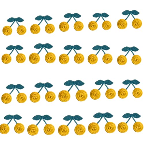 Stricken Stickerei Kirsche Patches Aufnähen Applikationen zum Häkeln Handwerk Kopfbedeckung Zubehör DIY Haarspange Haustier Kragen Brosche Pin Kleidung Pullover Leinwand Tasche Dekor Supplies 20 Stück von JINMOMOMO