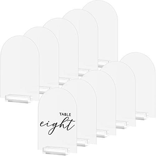 10.2x15.2 cm Mattierter Bogen, Acrylschild Mit Transparentem Ständer, Gewölbte Acrylplatten Mit Halter, DIY Blanko für Hochzeit Tischnummer Menü Barliste von JINMURY