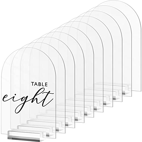 12.7x17.8 cm, transparentes Bogen-Acrylschild mit Ständer, 10 Stück, transparent, gewölbte Acrylplatten mit Halterung, DIY Acrylbogen Schild blanko für Hochzeitstischnummer, Liste, Schild 12.7x17.8 cm, transparentes Bogen-Acrylschild mit Ständer, 10 Stück, transparent, gewölbte Acrylplatten mit Halterung, DIY Acrylbogen Schild blanko für Hochzeitstischnummer, Liste, Schild von JINMURY
