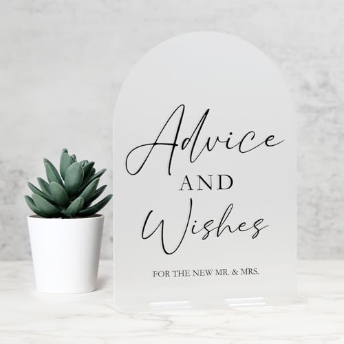 JINMURY Acryl-Schild mit Ständer, 12,7 x 17,8 cm, mattierter Bogen, Acryl-Hochzeitsschild mit Sockel, 0,3 cm dick, modernes Acryl-Tischschild für Hochzeit und Party (matt, 12,7 x 17,8 cm) von JINMURY