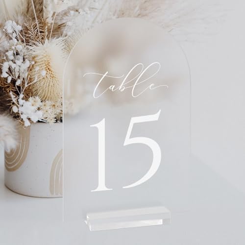 JINMURY mattierte Tischnummern für Hochzeit 13 x 18 cm, Acryl-Tischnummern 1 - 15 mit Ständer, mattierter Acrylbogen, Tischschild mit Halter für Tafelaufsatz, Empfang, Hochzeit, Party, Veranstaltung JINMURY mattierte Tischnummern für Hochzeit 13 x 18 cm, Acryl-Tischnummern 1 - 15 mit Ständer, mattierter Acrylbogen, Tischschild mit Halter für Tafelaufsatz, Empfang, Hochzeit, Party, Veranstaltung von JINMURY