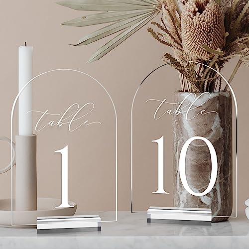 JINMURY transparente Tischnummern für Hochzeit 13 x 18 cm, Acryl-Tischnummern 1 - 10 mit Ständer, transparenter Acrylbogen, Tischschild mit Halter für Tafelaufsatz, Empfang, Hochzeit, Party JINMURY transparente Tischnummern für Hochzeit 13 x 18 cm, Acryl-Tischnummern 1 - 10 mit Ständer, transparenter Acrylbogen, Tischschild mit Halter für Tafelaufsatz, Empfang, Hochzeit, Party von JINMURY