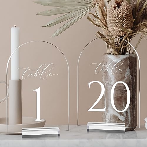 JINMURY transparente Tischnummern für Hochzeit 13 x 18 cm, Acryl-Tischnummern 1 - 20 mit Ständer, mattierter Acrylbogen, Tischschild mit Halter für Tafelaufsatz, Empfang, Hochzeit, Party JINMURY transparente Tischnummern für Hochzeit 13 x 18 cm, Acryl-Tischnummern 1 - 20 mit Ständer, mattierter Acrylbogen, Tischschild mit Halter für Tafelaufsatz, Empfang, Hochzeit, Party von JINMURY