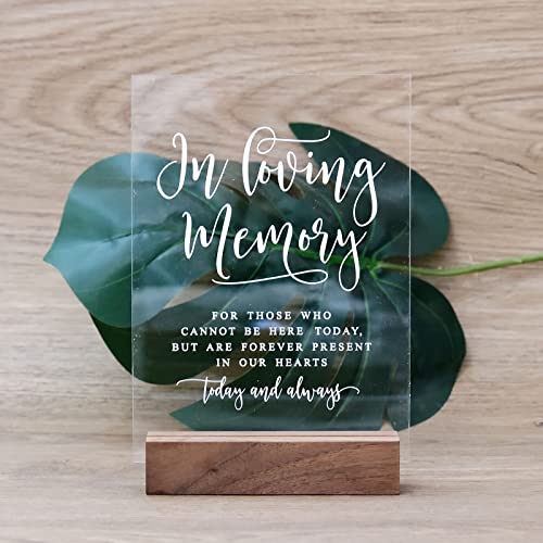 Schild mit Holzständer, 12,7 x 17,8 cm, Glasoptik, klares Acryl, Hochzeitsschild mit Halter für Hochzeitsempfang und Event, Party, Tischdekoration Schild mit Holzständer, 12,7 x 17,8 cm, Glasoptik, klares Acryl, Hochzeitsschild mit Halter für Hochzeitsempfang und Event, Party, Tischdekoration von JINMURY