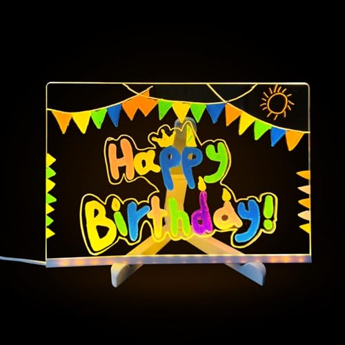 Buntes Acryl-Zeichenbrett, LED-Nachrichtenanzeige, buntes LED-Acryl-Nachrichtenbrett, für Zuhause und Büro (klein) von JINSBON