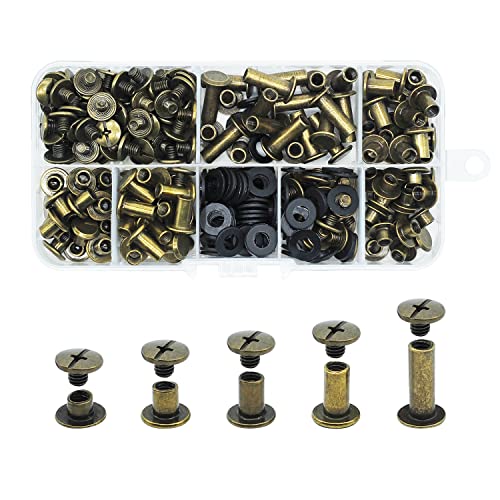JINTANG 100 Satz Chicago Buchschrauben,4/6/8/10/15mm,Binding Schrauben kit 5 Größen Chicago schrauben Nägel Nieten Chicago Button für DIY Leder Dekoration,Bookbinding,Buchbinderei,Gürtel,Bronze JINTANG 100 Satz Chicago Buchschrauben,4/6/8/10/15mm,Binding Schrauben kit 5 Größen Chicago schrauben Nägel Nieten Chicago Button für DIY Leder Dekoration,Bookbinding,Buchbinderei,Gürtel,Bronze von JINTANG
