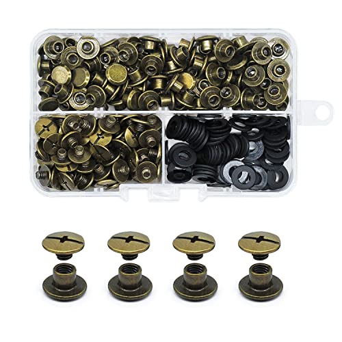 JINTANG 100 Sets Chicago Buchschrauben,M5×4mm Binding Schrauben kit Schraube Metallzubehör Nägel Nieten Chicago Button für DIY Leder Dekoration, Bookbinding,Buchbinderei(Bronze) von JINTANG