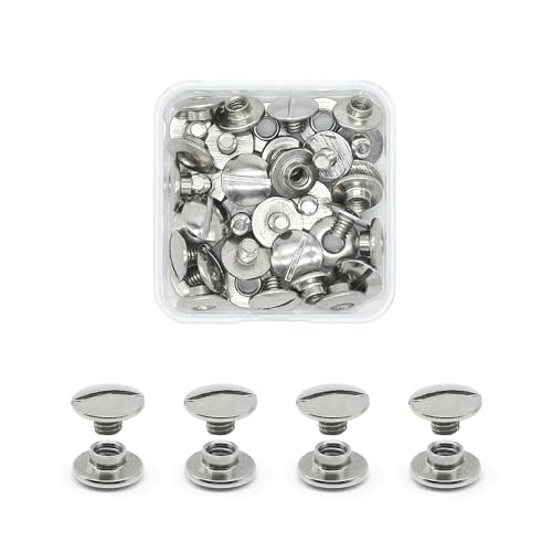 JINTANG 20 Sets Chicago Buchschrauben,M5×2mm Binding Schrauben kit Schraube Metallzubehör Nägel Nieten Chicago Button für DIY Leder Dekoration, Bookbinding,Buchbinderei(silbrig) von JINTANG