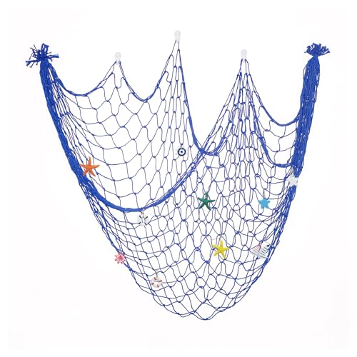 JINTANG fischernetz deko,100 x 200 cm dekoratives fischernetz mit Muscheln,fotowandbehang,Dekoration mediterranen Stil fischernetze für Zimmer,Hochzeit,fotografieren von JINTANG