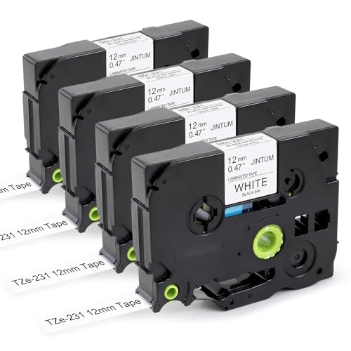 4X TZe-231 Label Maker Tape 12mm 0.47 White Compatible for Brother P-Touch TZe231 12mm 0.47 White for PT-H100 PT-H100LB PT-H100R PT-H105 PT-H107B PT-D210 PT-D400 PT-D410 PT-P710BTH 4X TZe-231 Label Maker Tape 12mm 0.47 White Compatible for Brother P-Touch TZe231 12mm 0.47 White for PT-H100 PT-H100LB PT-H100R PT-H105 PT-H107B PT-D210 PT-D400 PT-D410 PT-P710BTH von JINTUM