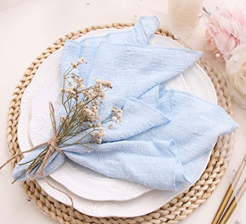 Servietten-Set, 10 Stück, 100% natürliche, weiche Baumwolle, waschbare Gaze-Servietten, ideal für Hochzeiten, dekorativ, Dinnerpartys, Familie und den täglichen Gebrauch (hellblau, 10 Stück) von JINVASE