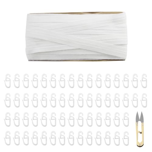 JINXIAN 30 m x 2,5 cm Gardinenband Weiß Polyester Lieferumfang: 60 Haken und 1 Schere Falten Gardinenband für Gardine Haken JINXIAN 30 m x 2,5 cm Gardinenband Weiß Polyester Lieferumfang: 60 Haken und 1 Schere Falten Gardinenband für Gardine Haken von JINXIAN