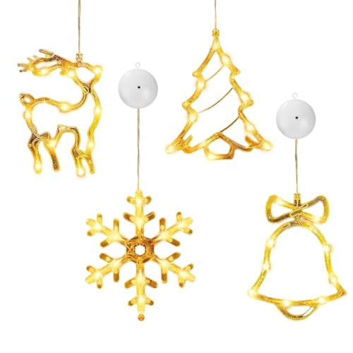 JINXIAN 4 Stücke Fensterlicht Weihnachten mit Saugnapf Weihnachtsdeko Fenster LED Warm Weiß Weihnachtsbeleuchtung Lichterkette für Weihnachtsdeko Innen Balkon Hochzeit Party JINXIAN 4 Stücke Fensterlicht Weihnachten mit Saugnapf Weihnachtsdeko Fenster LED Warm Weiß Weihnachtsbeleuchtung Lichterkette für Weihnachtsdeko Innen Balkon Hochzeit Party von JINXIAN