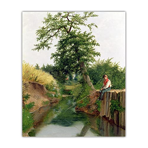 Malen nach Zahlen für Erwachsene und Kinder, Arthur Hughes, junger Angler, DIY-Ölgemälde, Leinwanddruck, Wandkunst, Heimdekoration von JINYANZZYJ