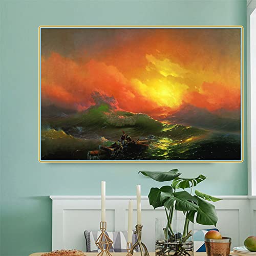 Malen nach Zahlen für Erwachsene Kinder Ivan Aivazovsky《The Ninth Wave》 DIY Ölgemälde Leinwanddruck Wandkunst Heimdekoration von JINYANZZYJ