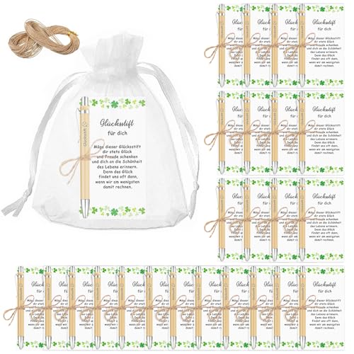 JINYJIA 24 Sets Glücksstift Kugelschreiber Geschenke für Kollegen, Glücksstift Team Geschenke mit Karte Organzabeutel Spruch, Holz Stift Dankeschön Geschenke für Mitarbeiter, Kollegen, Freunde JINYJIA 24 Sets Glücksstift Kugelschreiber Geschenke für Kollegen, Glücksstift Team Geschenke mit Karte Organzabeutel Spruch, Holz Stift Dankeschön Geschenke für Mitarbeiter, Kollegen, Freunde von JINYJIA
