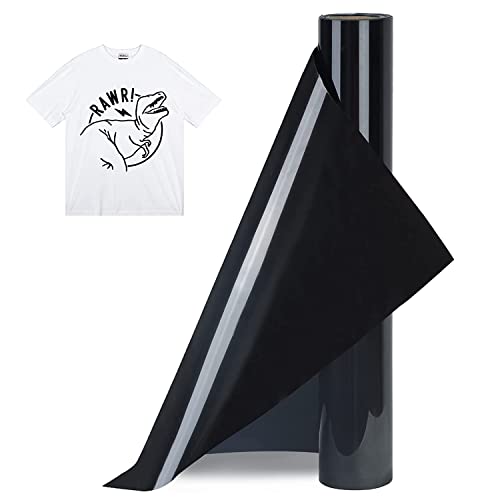 Plotterfolie Textil - 30.5cm x 300cm Premium Flexfolie Plotter Textil,Thermotransferfolie Flexfolie für Cricut und Silhouette Cameo,für Aufbügeln von T-Shirts & Anderen Stoffen Stoffe (Schwarz) von JINYOMFLY