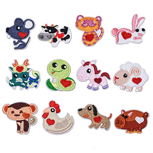 Zum Aufbügeln Annähen Cartoon Chinesisches Sternzeichen Bestickte Kleidung Hosen Unten Denim Dekoration Patch Tiermuster Kinder Patch von JINZIJINYU