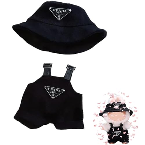 Bekleidung für La 2 Stück Set 17cm Puppe Kleidung DIY Outfit für La Puppen schwarzer Hut, Latzhose Geeignet für Sammler, Kindergeschenke von JIOLINK