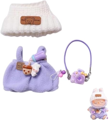 Bekleidung für Labubu 3 Stück Set 17cm Puppe Kleidung DIY Outfit für Labubus Puppen Hellvioletter Overall, weißer Hut Zubehör Geeignet für Sammler, Kindergeschenke Bekleidung für Labubu 3 Stück Set 17cm Puppe Kleidung DIY Outfit für Labubus Puppen Hellvioletter Overall, weißer Hut Zubehör Geeignet für Sammler, Kindergeschenke von JIOLINK