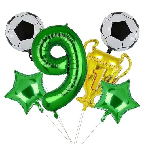 Fußball Luftballon Set 6 Stück Fussball Luftballons Folienballon 9 Jahre Junge Stern Trophy Ballon für Kindergeburtstag, Jubiläum, Fussball Party Deko Fußball Luftballon Set 6 Stück Fussball Luftballons Folienballon 9 Jahre Junge Stern Trophy Ballon für Kindergeburtstag, Jubiläum, Fussball Party Deko von JIOLINK