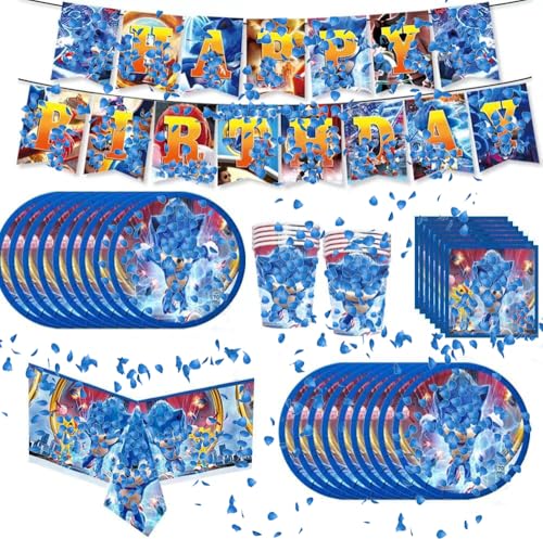 Hedgehog Partygeschirr Pappteller Geburtstag Set Cartoon Pappgeschirr für Kindergeburtstag Pappteller (A-52 Stück) von JIOLINK