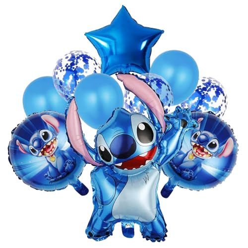 Kinder Geburtstagsdeko, 10 Stück Cartoon Luftballons Geburtstagsdeko Blu, Anime Kindergeburtstag Folienballons Set, Cartoon Thema Party Supplies für Junge und Mädchen (Blau-10Pcs) von JIOLINK