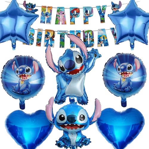 Kinder Geburtstagsdeko, 9 Stück Cartoon Luftballons Geburtstagsdeko Blu, Anime Kindergeburtstag Folienballons Set, Cartoon Thema Party Supplies für Junge und Mädchen (Blau-9Pcs) von JIOLINK