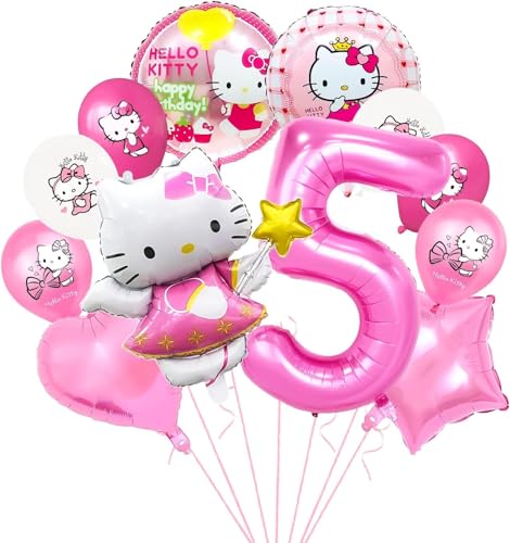 Kindergeburtstag Party Dekoration,Thema Party Ballon Dekoration,Geburtstag Luftballons Mädchen Folienballon Deko für Kinder (Rosa 5) von JIOLINK