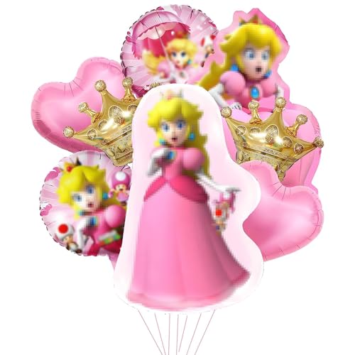 Prinzessin Luftballons Geburtstag, 8 Stück Prinzessin Luftballons Rosa mit Herz Krone Helium Ballon, Prinzessin Geburtstag Deko für Kinder Mädchen Party Supplies von JIOLINK