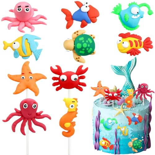 Sea Tortendeko 10 Stück Meerestiere Kuchen Deko 3D Cake Topper Figure für Kinder Geburtstag, Baby Shower, Thema Party Dekorieren Sea Tortendeko 10 Stück Meerestiere Kuchen Deko 3D Cake Topper Figure für Kinder Geburtstag, Baby Shower, Thema Party Dekorieren von JIOLINK