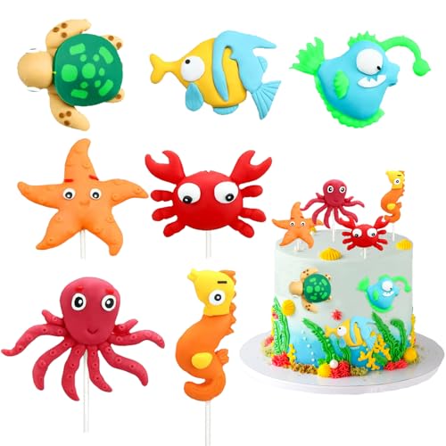 Sea Tortendeko 7 Stück Meerestiere Kuchen Deko 3D Cake Topper Figure für Kinder Geburtstag, Baby Shower, Thema Party Dekorieren Sea Tortendeko 7 Stück Meerestiere Kuchen Deko 3D Cake Topper Figure für Kinder Geburtstag, Baby Shower, Thema Party Dekorieren von JIOLINK