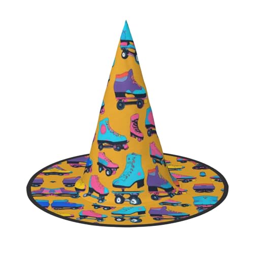 JIPOFD Bunte Rollschuhe, Halloween-Hexen-Kostüm, Zubehör, Spitzkappe, Hexenhut, faltbar, Halloween-Hüte, 2 Stück JIPOFD Bunte Rollschuhe, Halloween-Hexen-Kostüm, Zubehör, Spitzkappe, Hexenhut, faltbar, Halloween-Hüte, 2 Stück von JIPOFD
