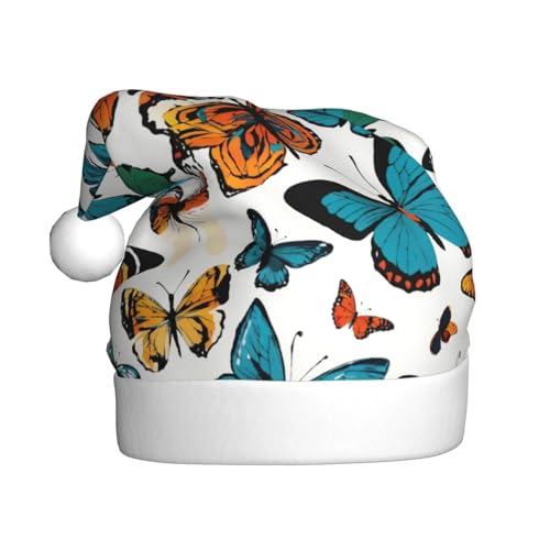 JIPOFD Bunte Schmetterlingsmütze, Weihnachtsmütze für Erwachsene für Damen und Herren, weich und bequem, verdickte Weihnachtsmütze JIPOFD Bunte Schmetterlingsmütze, Weihnachtsmütze für Erwachsene für Damen und Herren, weich und bequem, verdickte Weihnachtsmütze von JIPOFD