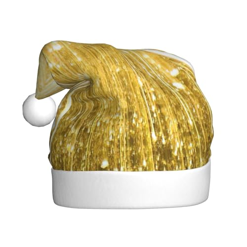 JIPOFD Goldfarbene Weihnachtsmütze für Erwachsene für Damen und Herren, weich und bequem, verdickte Weihnachtsmütze von JIPOFD