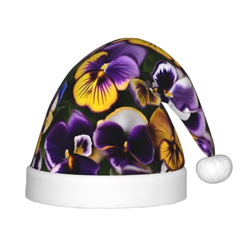 JIPOFD Weihnachtsmannmütze mit Stiefmütterchen-Aufdruck, Weihnachtsmütze, Uni, weich und bequem, verdickte Weihnachtsmütze JIPOFD Weihnachtsmannmütze mit Stiefmütterchen-Aufdruck, Weihnachtsmütze, Uni, weich und bequem, verdickte Weihnachtsmütze von JIPOFD