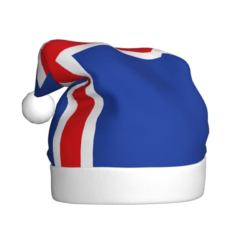 JIPOFD Weihnachtsmütze mit Island-Flagge, Weihnachtsmütze für Erwachsene für Damen und Herren, weich und bequem, verdickte Nikolausmütze JIPOFD Weihnachtsmütze mit Island-Flagge, Weihnachtsmütze für Erwachsene für Damen und Herren, weich und bequem, verdickte Nikolausmütze von JIPOFD