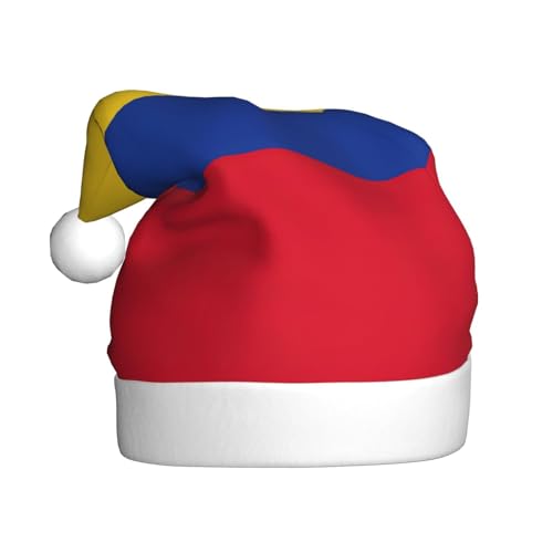 JIPOFD Weihnachtsmütze mit Kolumbien-Flagge, Weihnachtsmütze für Erwachsene für Damen und Herren, weich und bequem, verdickte Nikolausmütze von JIPOFD