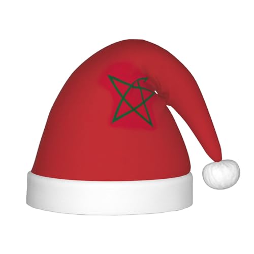 JIPOFD Weihnachtsmütze mit Marokko-Flagge, uni, weich und bequem, verdickte Nikolausmütze JIPOFD Weihnachtsmütze mit Marokko-Flagge, uni, weich und bequem, verdickte Nikolausmütze von JIPOFD