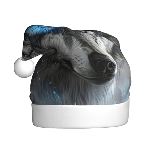 JIPOFD Weihnachtsmütze mit blauen Augen, Wolfsmütze für Erwachsene für Damen und Herren, weich und bequem, verdickte Weihnachtsmütze JIPOFD Weihnachtsmütze mit blauen Augen, Wolfsmütze für Erwachsene für Damen und Herren, weich und bequem, verdickte Weihnachtsmütze von JIPOFD
