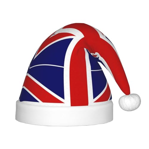 JIPOFD Weihnachtsmütze mit englischer Flagge, Uni, weich und bequem, verdickte Nikolausmütze JIPOFD Weihnachtsmütze mit englischer Flagge, Uni, weich und bequem, verdickte Nikolausmütze von JIPOFD