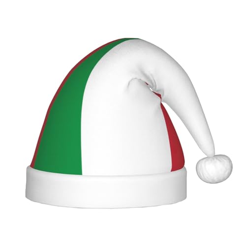 JIPOFD Weihnachtsmütze mit italienischer Flagge, Uni, weich und bequem, verdickte Nikolausmütze JIPOFD Weihnachtsmütze mit italienischer Flagge, Uni, weich und bequem, verdickte Nikolausmütze von JIPOFD