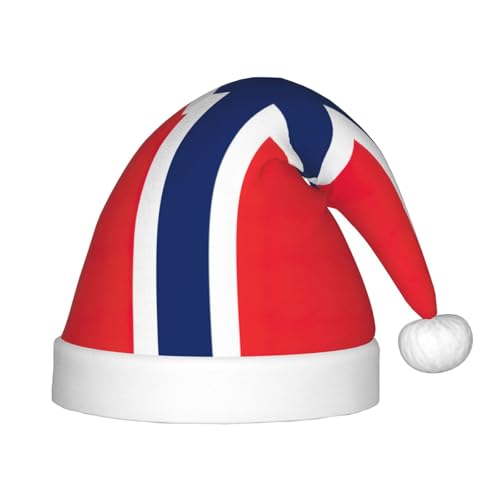 JIPOFD Weihnachtsmütze mit norwegischer Flagge, Uni, weich und bequem, verdickte Nikolausmütze JIPOFD Weihnachtsmütze mit norwegischer Flagge, Uni, weich und bequem, verdickte Nikolausmütze von JIPOFD