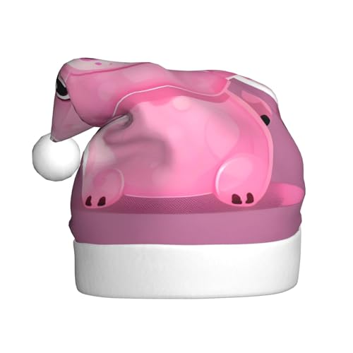 JIPOFD Weihnachtsmütze mit rotem Schwein, für Erwachsene für Damen und Herren, weich und bequem, verdickte Weihnachtsmütze von JIPOFD