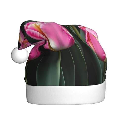 JIPOFD Weihnachtsmütze mit rotem Tulpenmuster, Weihnachtsmütze für Erwachsene für Damen und Herren, weich und bequem, verdickte Weihnachtsmütze JIPOFD Weihnachtsmütze mit rotem Tulpenmuster, Weihnachtsmütze für Erwachsene für Damen und Herren, weich und bequem, verdickte Weihnachtsmütze von JIPOFD