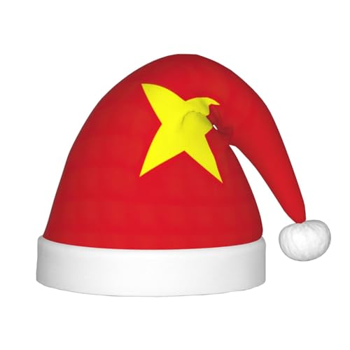 JIPOFD Weihnachtsmütze mit vietnamesischer Flagge, Uni, weich und bequem, verdickte Nikolausmütze JIPOFD Weihnachtsmütze mit vietnamesischer Flagge, Uni, weich und bequem, verdickte Nikolausmütze von JIPOFD