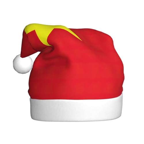 JIPOFD Weihnachtsmütze mit vietnamesischer Flagge, Weihnachtsmütze für Erwachsene für Damen und Herren, weich und bequem, verdickte Weihnachtsmütze JIPOFD Weihnachtsmütze mit vietnamesischer Flagge, Weihnachtsmütze für Erwachsene für Damen und Herren, weich und bequem, verdickte Weihnachtsmütze von JIPOFD