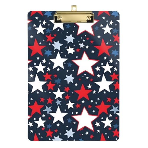JIPONI Klemmbrett mit roten, weißen und blauen Sternen, Klemmbretter mit flachem Goldclip, A4-Klemmbrett in Briefgröße, für Krankenschwestern, Studenten, Lehrer, Frauen, 31,8 x 22,9 cm JIPONI Klemmbrett mit roten, weißen und blauen Sternen, Klemmbretter mit flachem Goldclip, A4-Klemmbrett in Briefgröße, für Krankenschwestern, Studenten, Lehrer, Frauen, 31,8 x 22,9 cm von JIPONI
